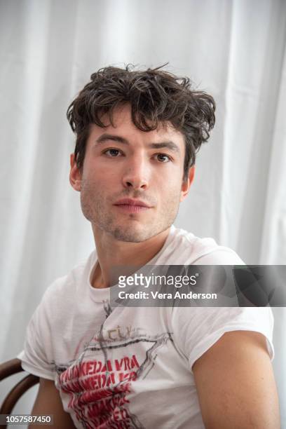 Ezra Miller at the "Fantastic Beasts: The Crimes of Grindelwald" Press Conference at the Palihouse on November 3, 2018 in West Hollywood, California.