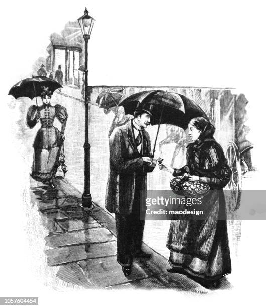 woman selling confectionery on the street - selling books stock illustrations