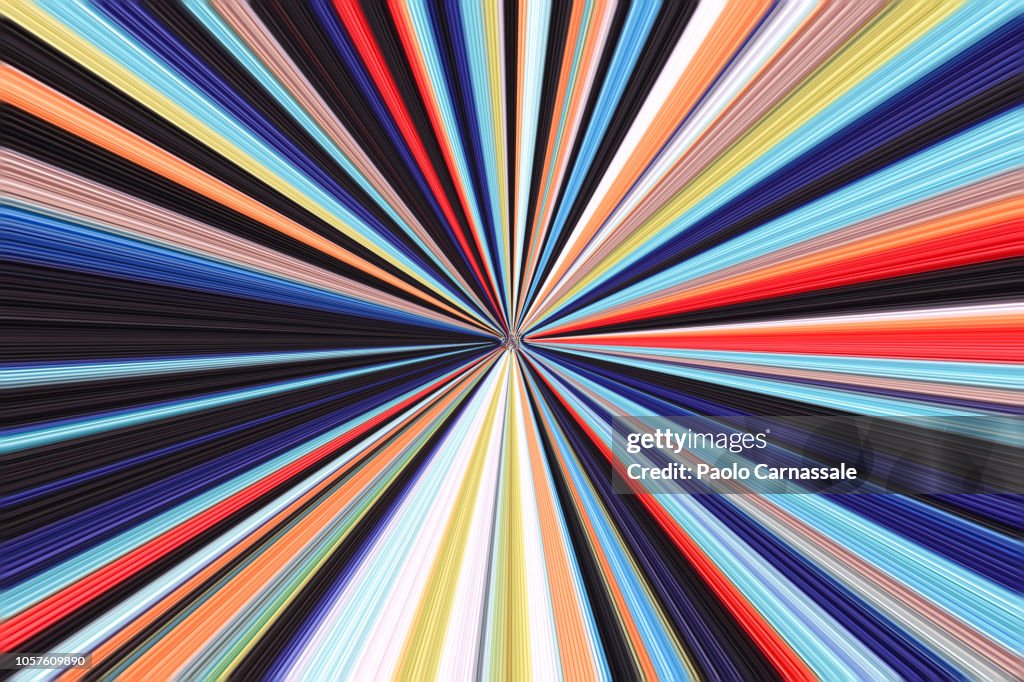 Colourful virtual striped tunnel