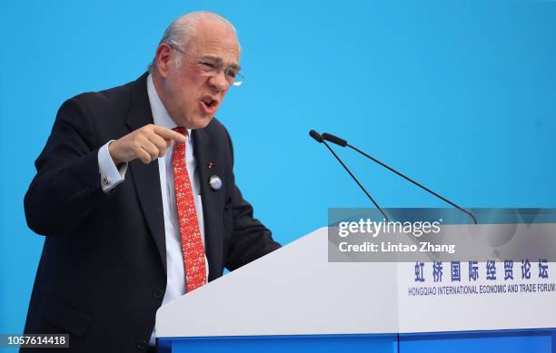 Secretary general of the Organization for Economic Co-operation and Development, Angel Gurria, speaks during the Hongqiao International Economic and...