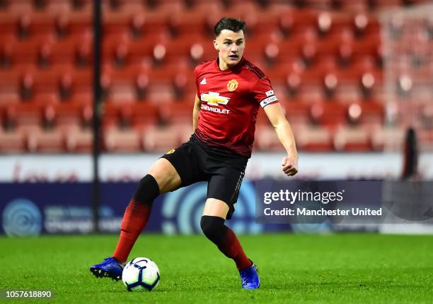 Regan Poole of Manchester United U23s in action during the Premier League 2 match between Manchester United U23s and Newcastle United U23s at Leigh...