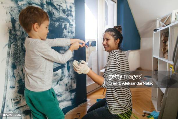 its a paint fight - kids room stock pictures, royalty-free photos & images