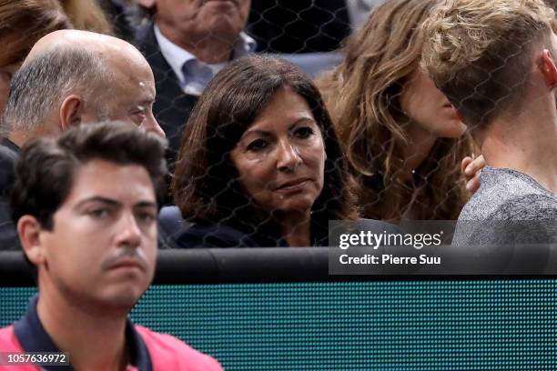 Paris Mayor Anne Hidalgo attends the final of the Rolex Paris Masters on November 4, 2018 in Paris, France.