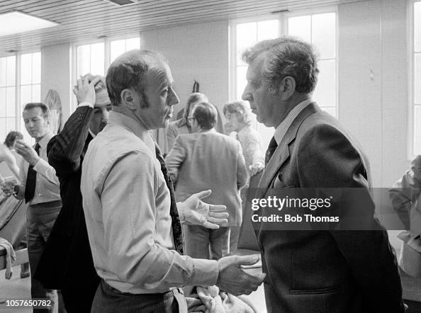 Ron Saunders Aston Villa manager Ron Saunders talks to club director Doug Ellis in ...