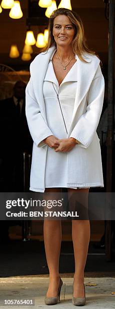 Katrin Radmacher leaves the Supreme Court, in central London on October 20, 2010. Britain's highest court ruled in favour of one of Europe's richest...