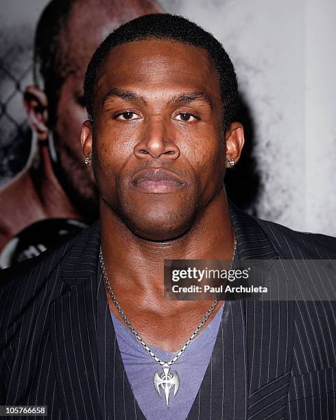 Fighter Kevin Randleman arrives at the EA Sports MMA video game launch party at The Highlands club in the Hollywood & Highland Center on October 19,...