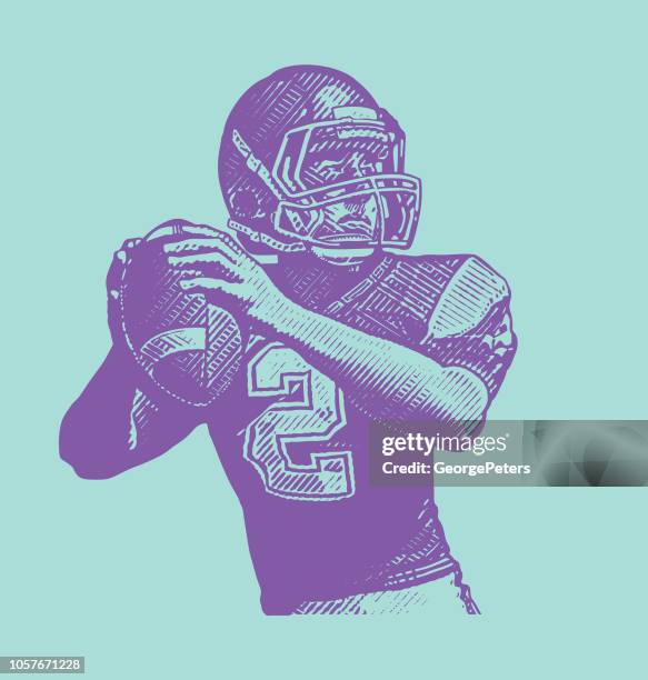 quarterback passing football - quarterback throwing stock illustrations