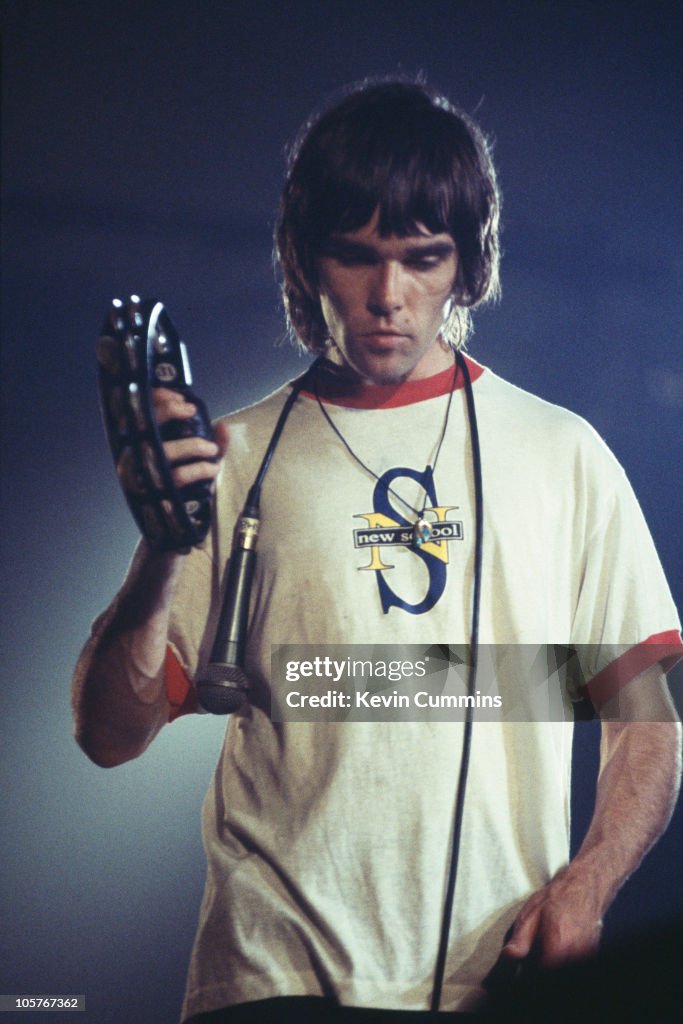 Stone Roses Singer Singer Ian Brown of British rock group The Stone Roses performs on ...