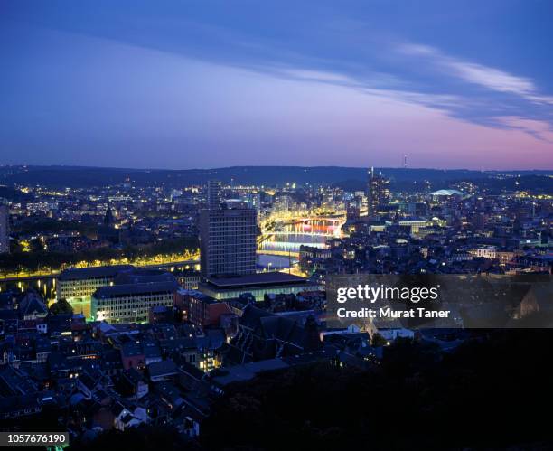 skyline view of liege - liege stock pictures, royalty-free photos & images