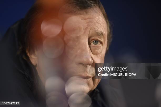 Lokomotiv Moscow's Russian coach Yuri Semin holds a press conference at the Dragao stadium in Porto on November 5, 2018 on the eve of the UEFA...