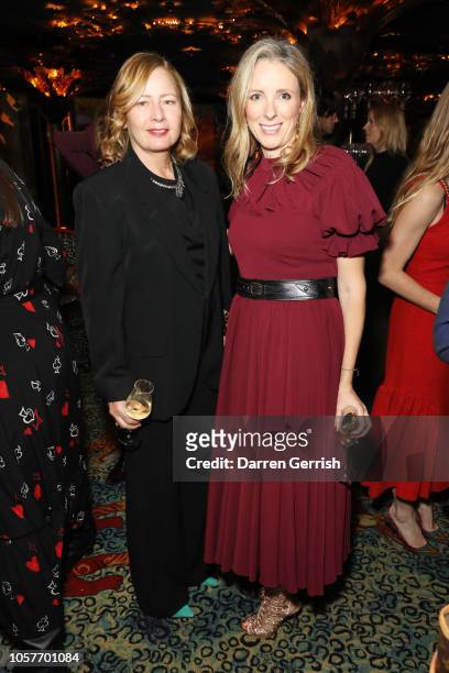 Sarah Mower and Stephanie Phair attend the Fashion Awards 2018 nominees celebration at Annabel's on November 5, 2018 in London, England.