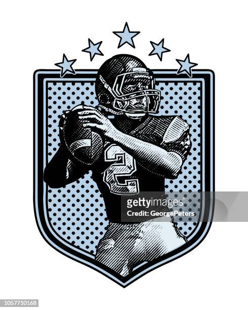 quarterback passing football, flat design - 2018 yankee logo stock illustrations