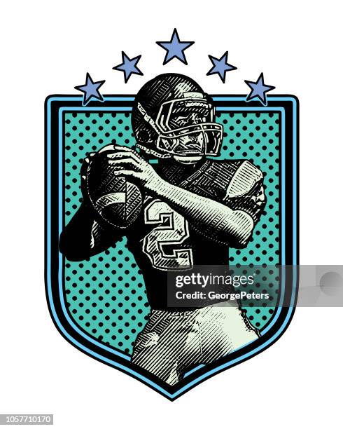 quarterback passing football, flat design - 2018 yankee logo stock illustrations