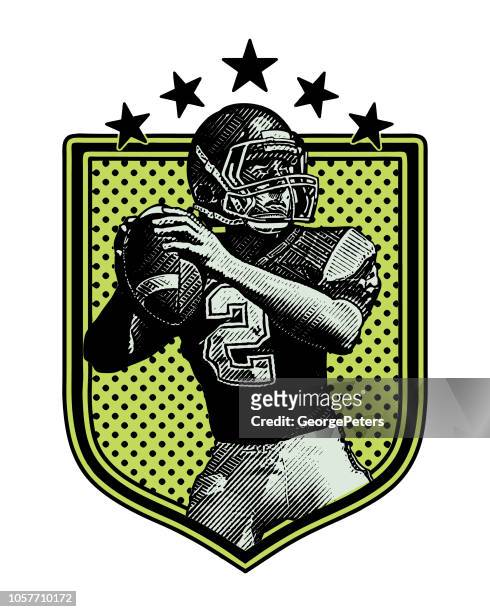 quarterback passing football, flat design - 2018 yankee logo stock illustrations