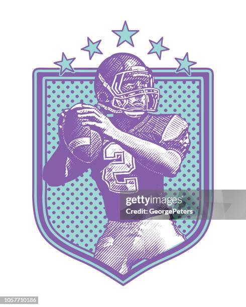 quarterback passing football, flat design - quarterback throwing stock illustrations