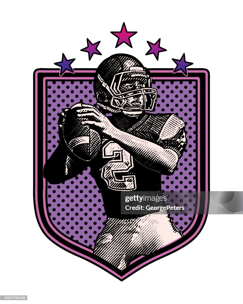 Quarterback passing football, flat design