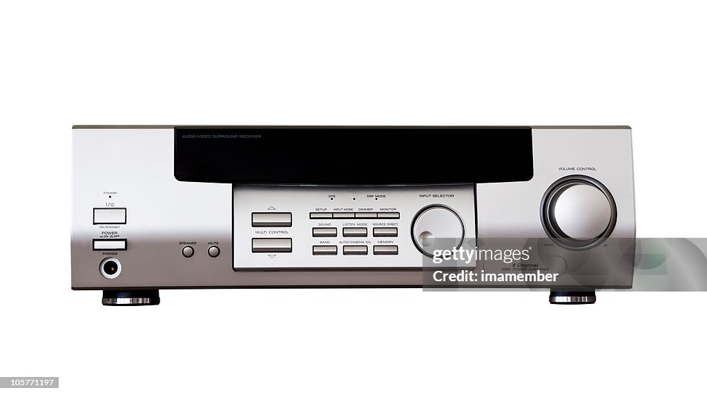Audio-video front view isolated on white background