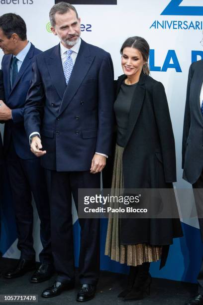 King Felipe VI of Spain and Queen Letizia of Spain attend a commemorative event for the 20th Anniversary of 'La Razon' newspaper on November 5, 2018...