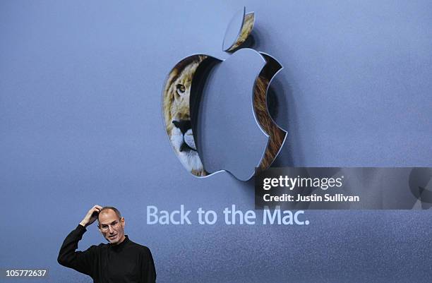 Apple CEO Steve Jobs speaks during an Apple special event at the company's headquarters on October 20, 2010 in Cupertino, California. Apple announced...