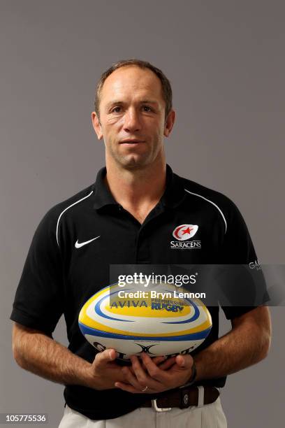 Saracens director of rugby Brendan Venter poses during the Aviva Premiership Season Launch at Twickenham Stadium on August 26, 2010 in London,...