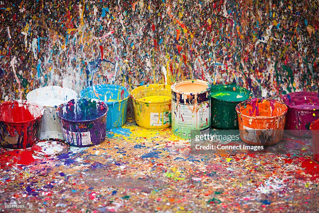 Splattered paint and pots, San Telmo, Buenos Aires, Argentina