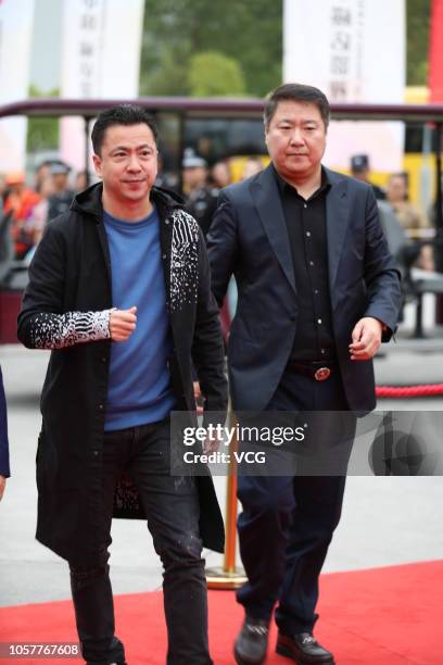 Huayi Brothers Media founder Wang Zhonglei attends the 5th Wenrong Awards Ceremony at the Hengdian Town on October 21, 2018 in Jinhua, Zhejiang...