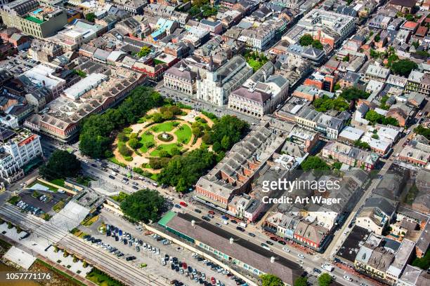 jackson square from above - jackson square new orleans stock pictures, royalty-free photos & images