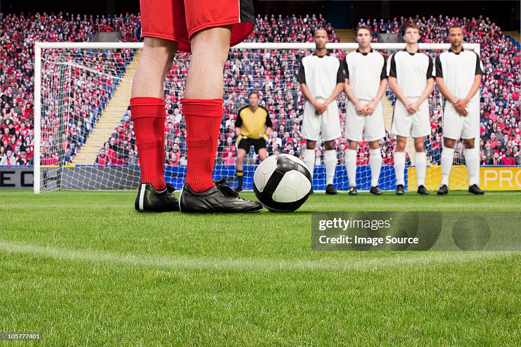 Free kick during a football match