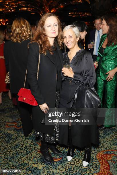 Lucy Yeomans and Anne-Marie Curtis attend the Fashion Awards 2018 nominees celebration at Annabel's on November 5, 2018 in London, England.