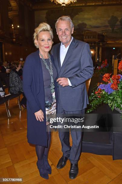 Joerg Wontorra and Susanne Bausch attend the media award Heldenherz at the townhall Hamburg on November 5, 2018 in Hamburg, Germany.