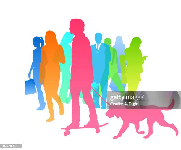 after work stroll - man texting walking stock illustrations