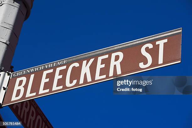 bleeker street sign - bleecker street stock pictures, royalty-free photos & images