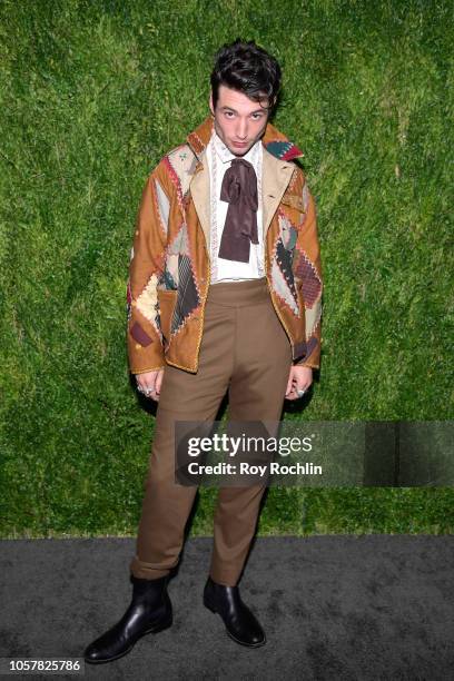 Ezra Miller attends the CFDA / Vogue Fashion Fund 15th Anniversary Event at Brooklyn Navy Yard on November 5, 2018 in Brooklyn, New York.