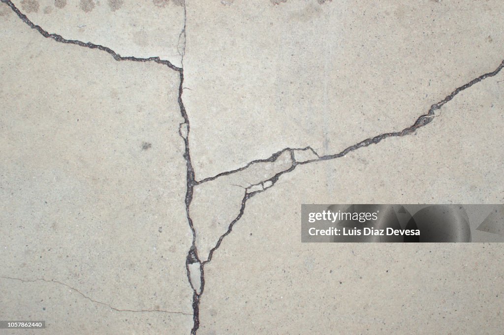 Cracks in the floor concrete