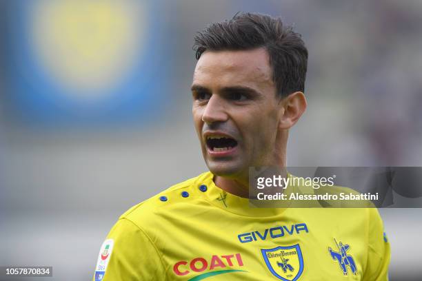 Ivan Radovanovic of Chievo Verona reacts during the Serie A match between Chievo Verona and Atalanta BC at Stadio Marc'Antonio Bentegodi on October...