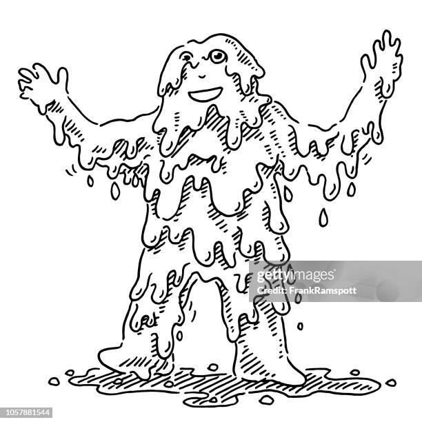 funny mud man drawing - puddle stock illustrations