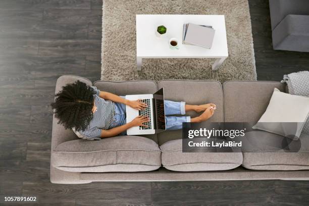 connect, unwind and relax - on couch from above stock pictures, royalty-free photos & images