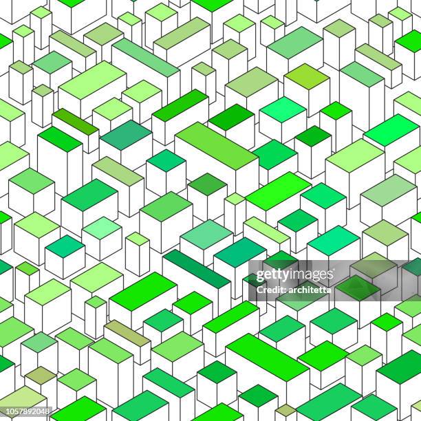 isometric city with green roof - green roof stock illustrations