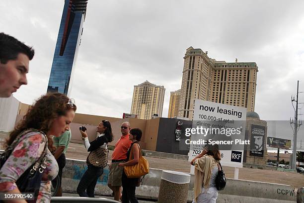People walk by an empty lot on Las Vegas Boulevard on October 20, 2010 in Las Vegas, Nevada. Nevada once had among the lowest unemployment rates in...
