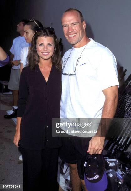 Yasmine Bleeth & Mark Messier during L.A. Gear's Street Hockey Jam Benefiting H.E.L.P - August 5, 1995 at Universal Studios in Universal City,...