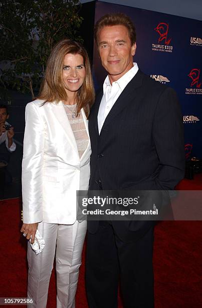 Maria Shriver and Arnold Schwarzenegger during The 3rd Annual World Stunt Awards - Arrivals at Paramount Studios in Los Angeles, California, United...