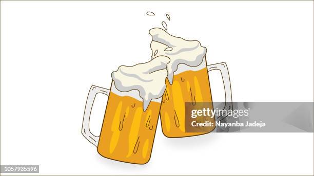 ilustrações de stock, clip art, desenhos animados e ícones de set of beer glass - âmbar