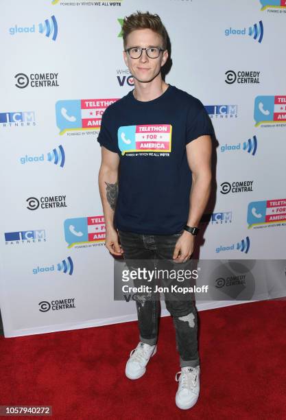 Tyler Oakley attends the Telethon For America at YouTube Space LA on November 5, 2018 in Los Angeles, California.