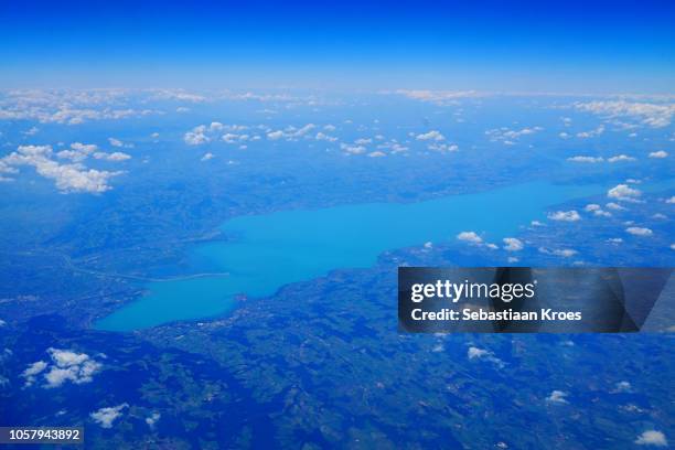 overview on colourful bodensee lake, germany, austria, switzerland - bodensee stock pictures, royalty-free photos & images