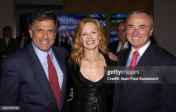 Leslie Moonves, CEO and Chairman CBS, Marg Helgenberger and Los Angeles Chief of Police William Bratton