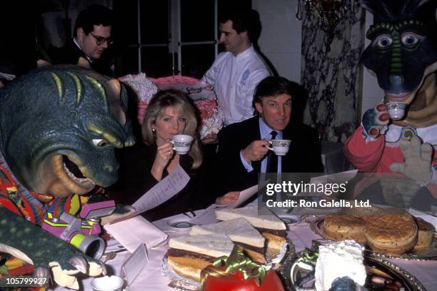 Marla Maples and Donald Trump during ABC's "The Dinosaurs" Promote Their New Toy Line - February 11, 1992 at Plaza Hotel in New York City, New York,...