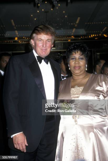 Donald Trump and Aretha Franklin during Grand Opening of Trump International Hotel & Tower at Trump International Hotel & Tower in New York City, New...