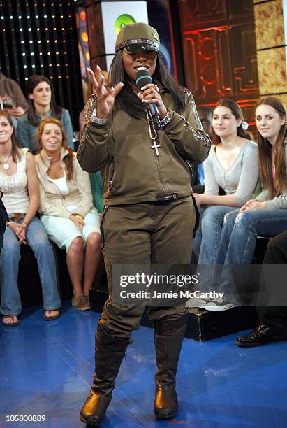 Missy Elliot during Mandy Moore and Missy Elliott Visit MTV's "TRL" - April 19, 2006 at MTV Studios in New York City, New York, United States.