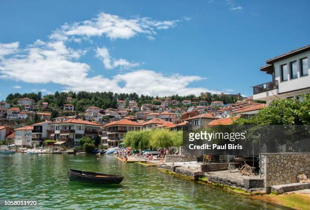 macedonia, ohrid, buildings of ohrid old town - lake ohrid stockfoto's en -beelden