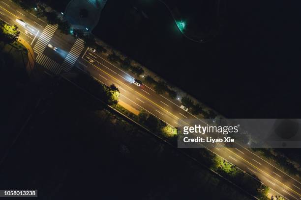 aerial view of road - aerial single object stock pictures, royalty-free photos & images